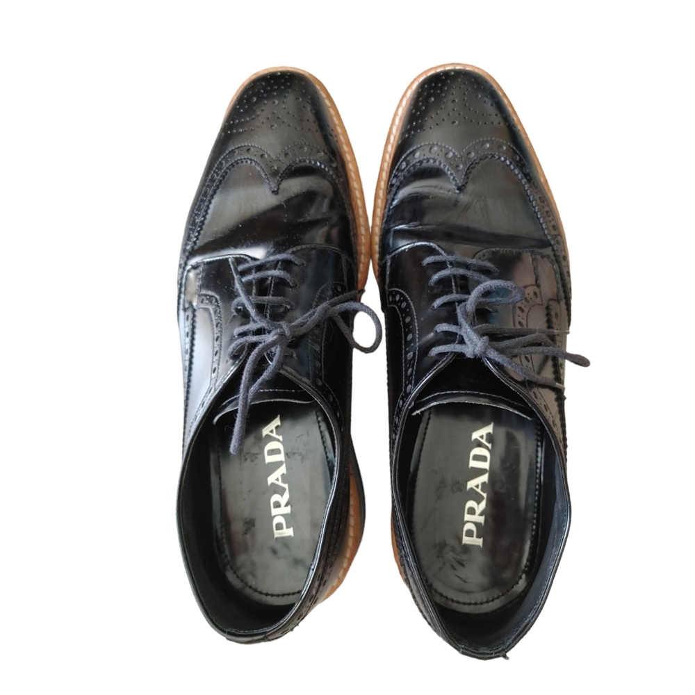 Prada Black Classic Leather Lace Up Laced Formal Shoes Derby - Picture 4 of 16